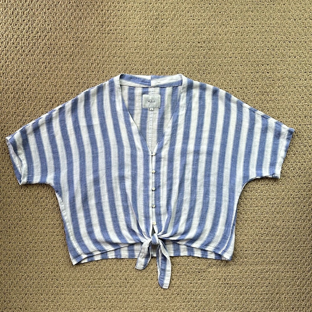 NWOT Rails Thea Button Down Short Sleeve Top Pacifica Stripe